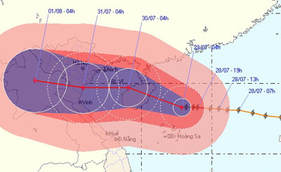   Đêm nay bão vào vịnh Bắc bộ, dự báo tâm bão từ Thái Bình - Nghệ An