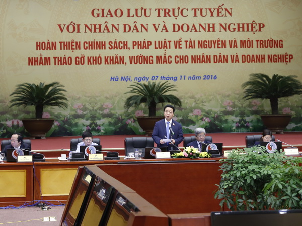   Giao lưu trực tuyến 2016: Lắng nghe ý kiến phản hồi chính sách từ thực tiễn của người dân, doanh nghiệp để tiếp tục hoàn thiện chính sách, pháp luật TN&MT